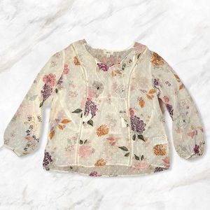 🌿Style & Co Floral White Blouse | Sz: L